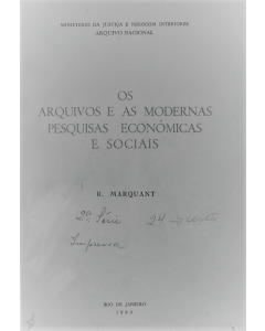 Os arquivos e as modernas pesquisas econômicas e sociais